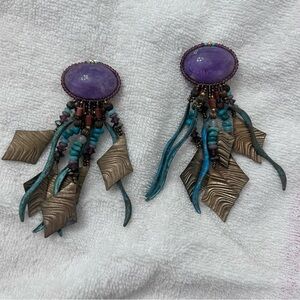 Purple and Turquoise Dangle Earrings